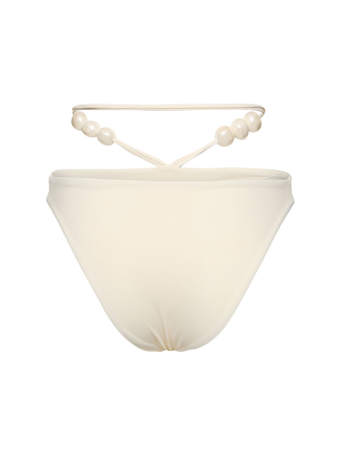 Shop Magda Butrym Jersey Bikini Bottoms W/beads In Ivory