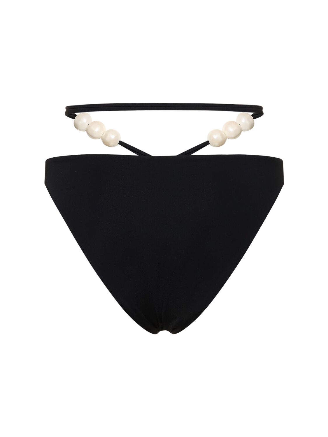 Magda Butrym High-waisted Monochrome Swimsuit Pearl Embellishments In 블랙