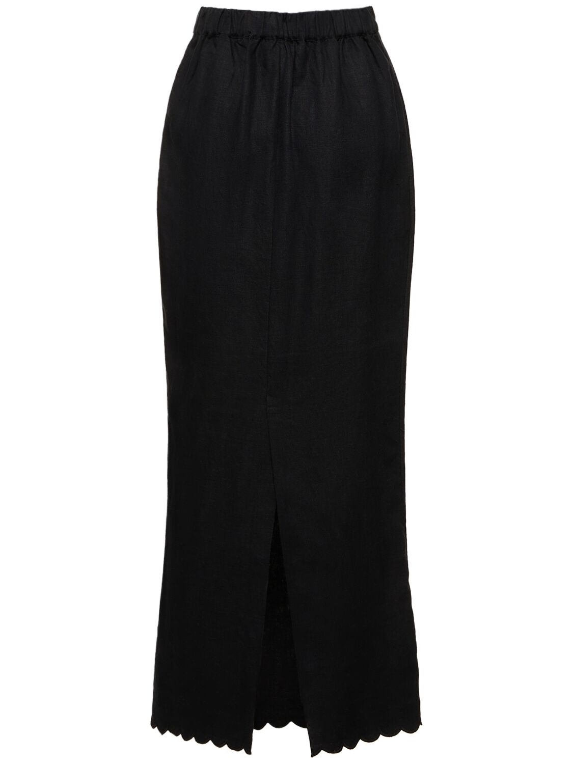 Shop Posse Zayla Linen Midi Pencil Skirt In Black