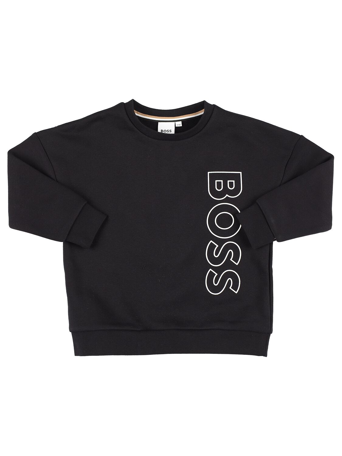 Hugo Boss Kids' Rubberized Logo Cotton Sweatshirt In 블랙