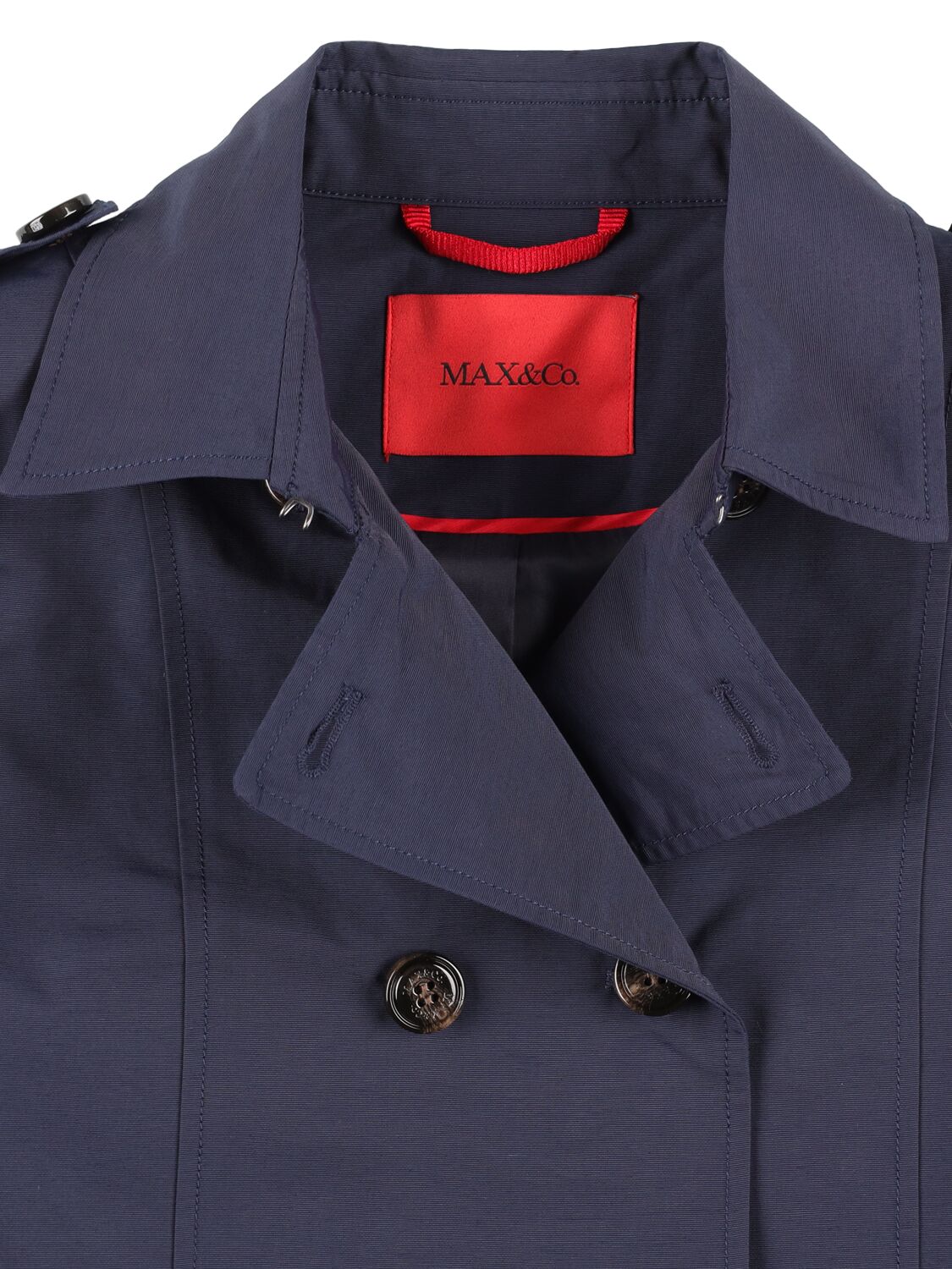 Shop Max & Co Ottoman Cotton & Nylon Trench Coat In Navy