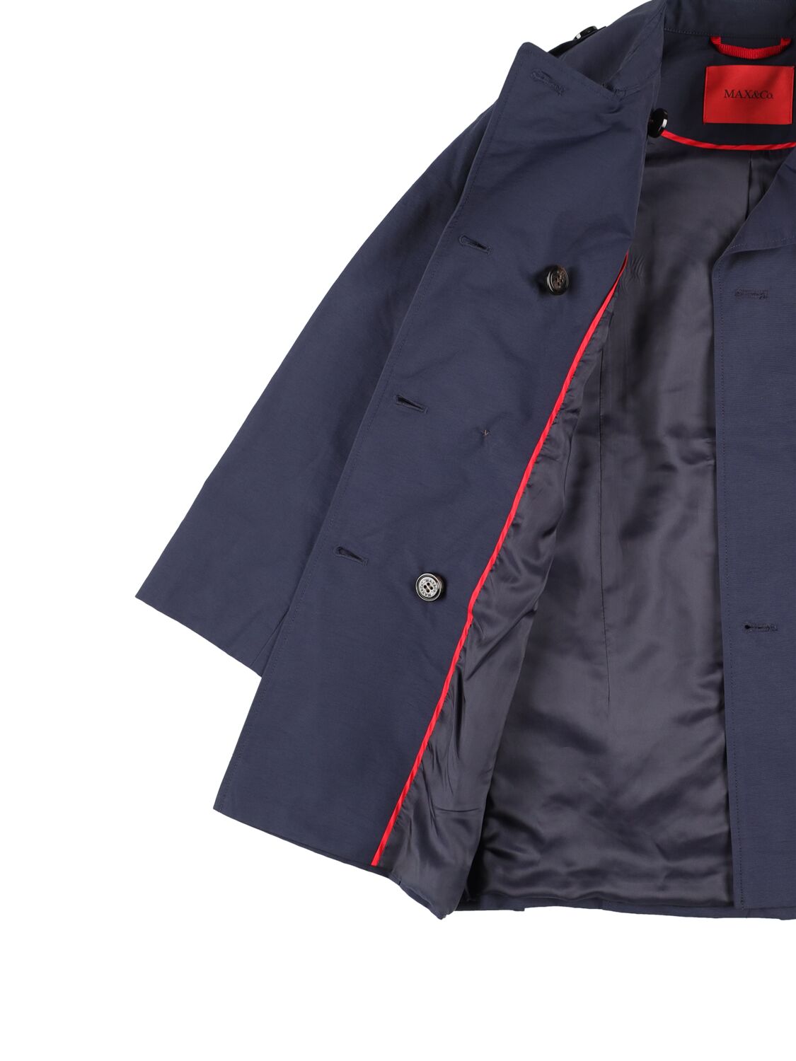 Shop Max & Co Ottoman Cotton & Nylon Trench Coat In Navy
