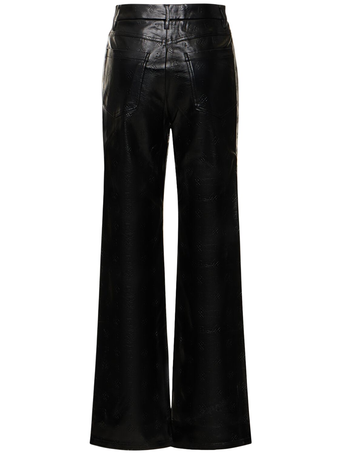 Shop Rotate Birger Christensen Faux Leather Straight Pants In 블랙