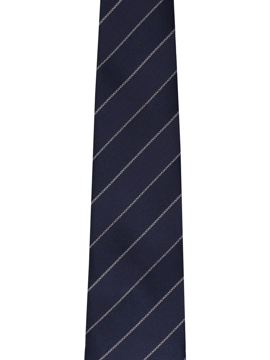 Shop Brunello Cucinelli Silk Chevron Tie In Blue,white