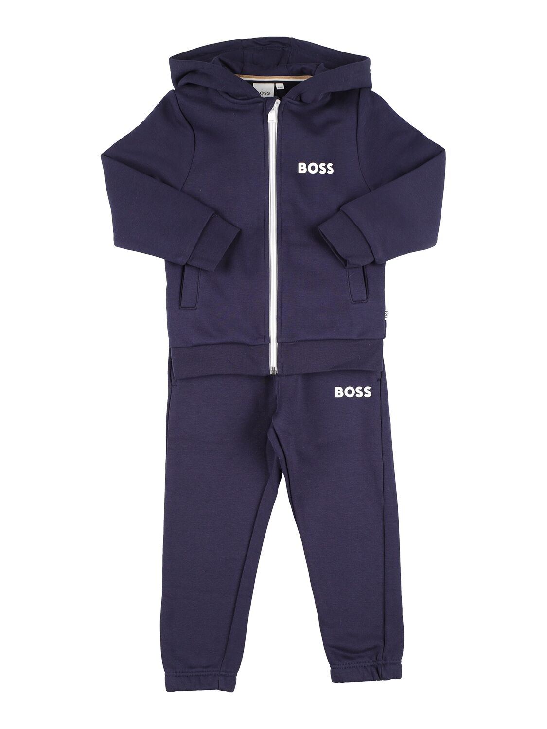 Hugo Boss Kids' Cotton Blend Hoodie & Sweatpants W/ Logo In 네이비