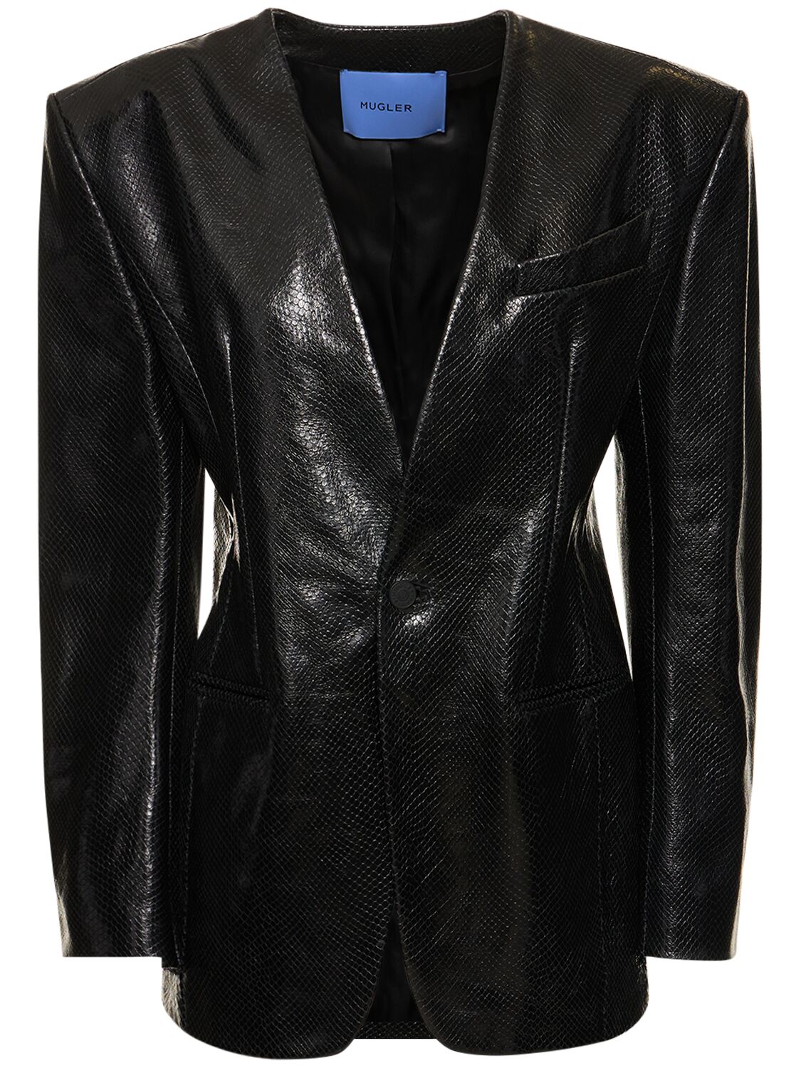 Image of Single Breasted Leather Jacket