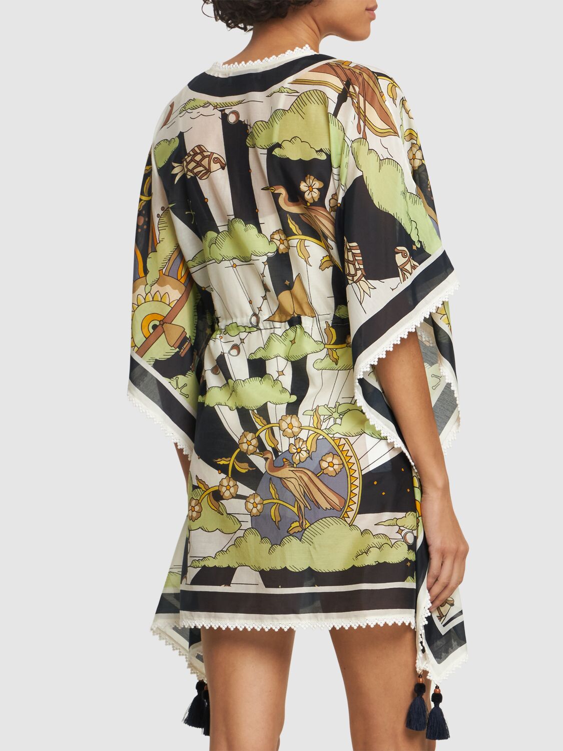 Shop Tory Burch Printed Cotton & Silk Mini Dress In Multicolor