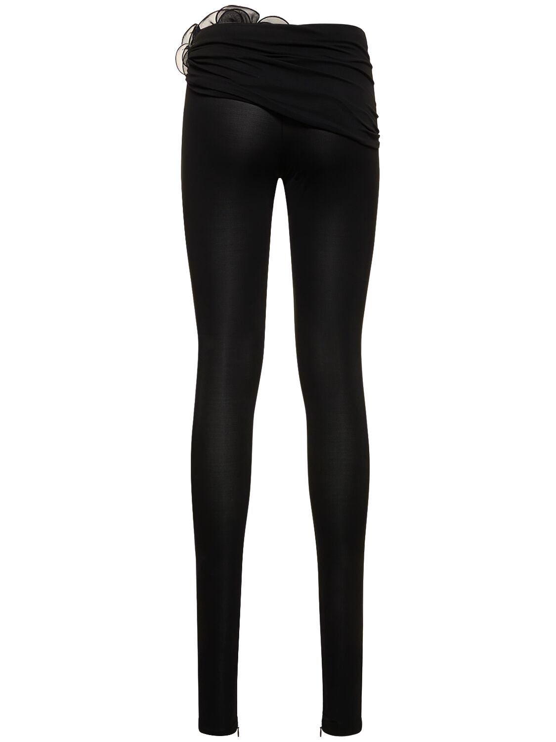 Shop Magda Butrym Draped Jersey Leggings W/rose In Black