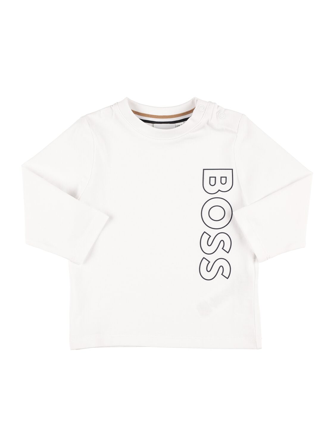 Hugo Boss Kids' Rubberized Logo Cotton Jersey T-shirt In 화이트