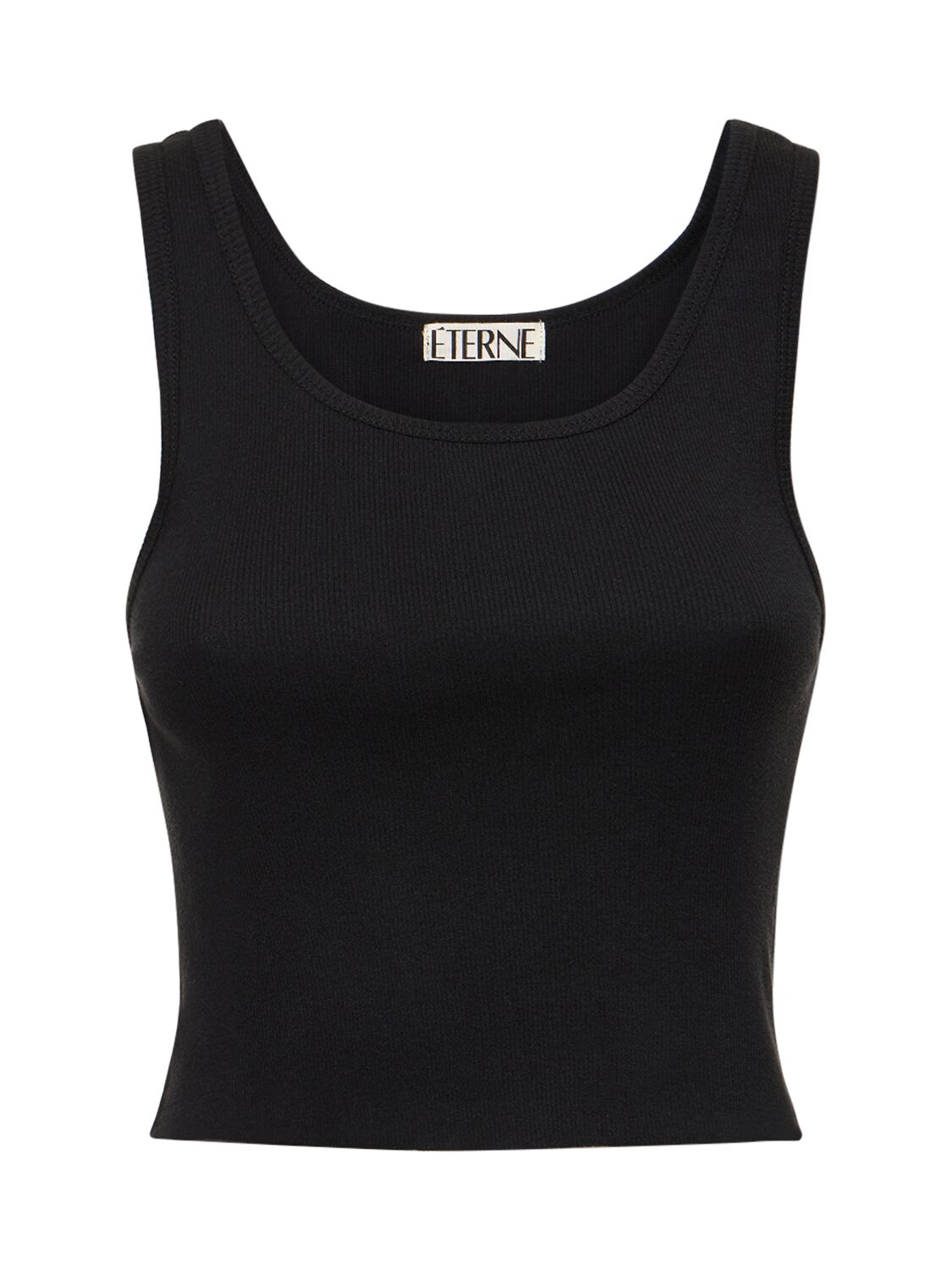 Image of Cropped Scoop Neck Cotton Tank Top