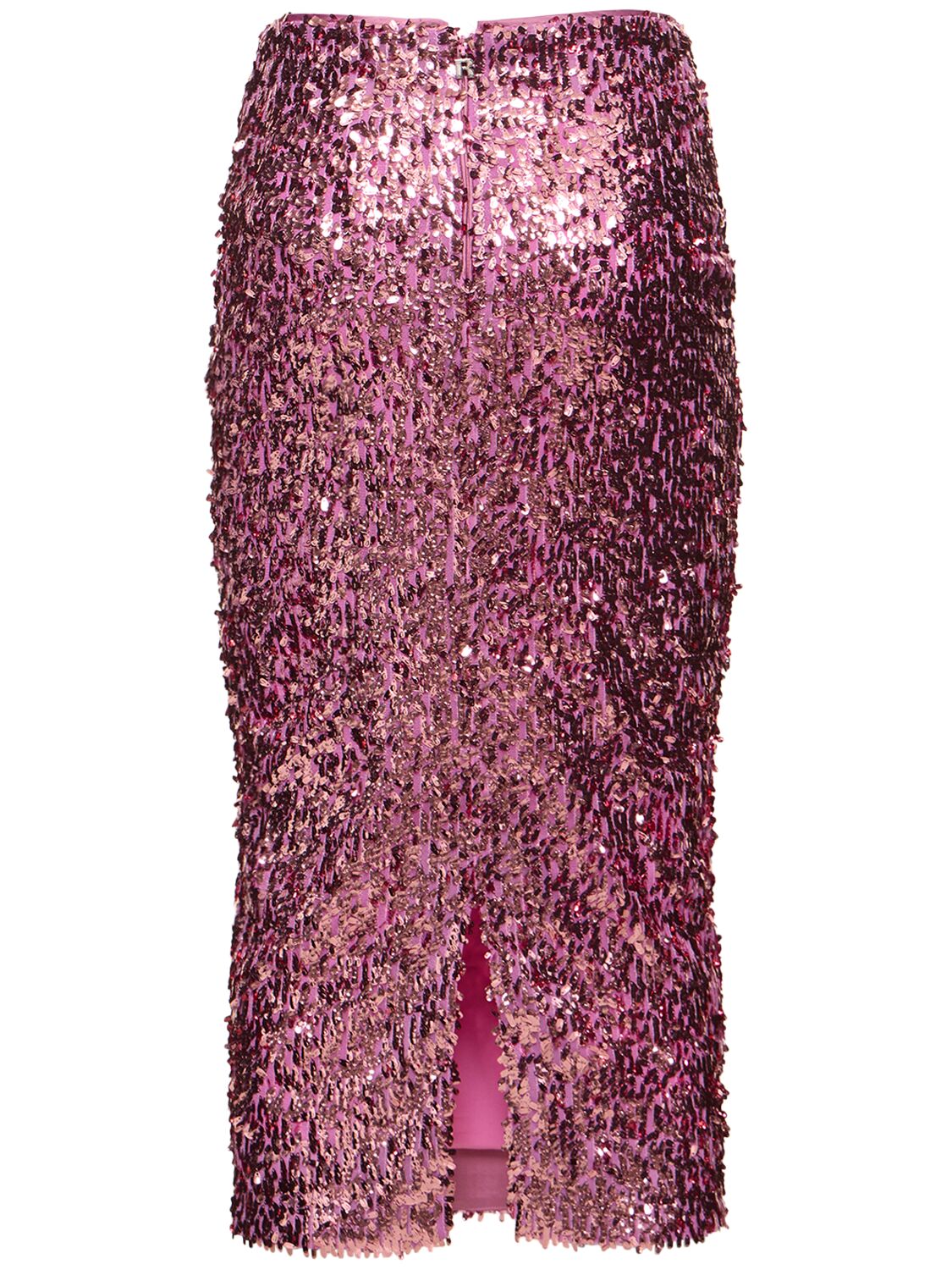 Shop Rotate Birger Christensen Sequined Pencil Midi Skirt In 핑크