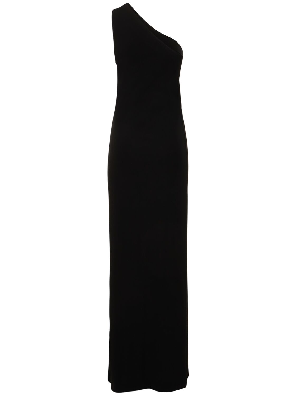 Shop Nili Lotan Raquel One Shoulder Viscose Long Dress In Black