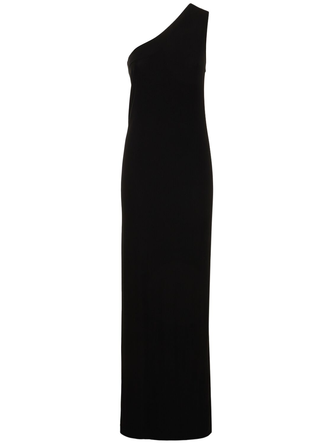 Shop Nili Lotan Raquel One Shoulder Viscose Long Dress In Black