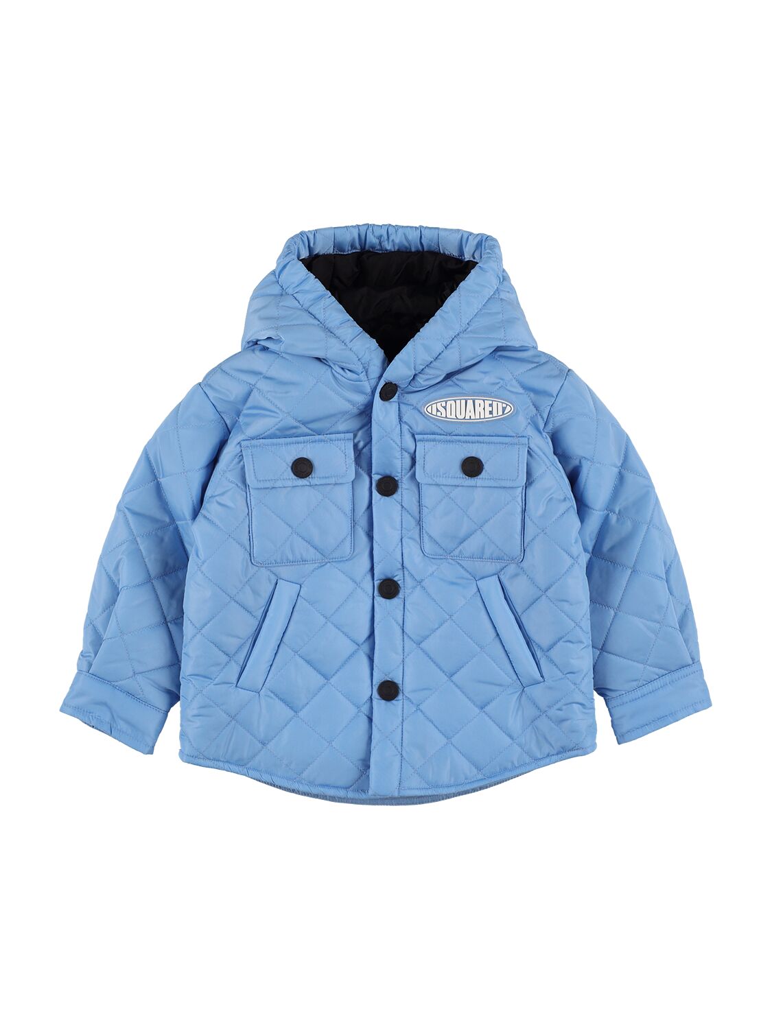 Dsquared2 Kids' Hooded Quilted Nylon Jacket In 라이트 블루