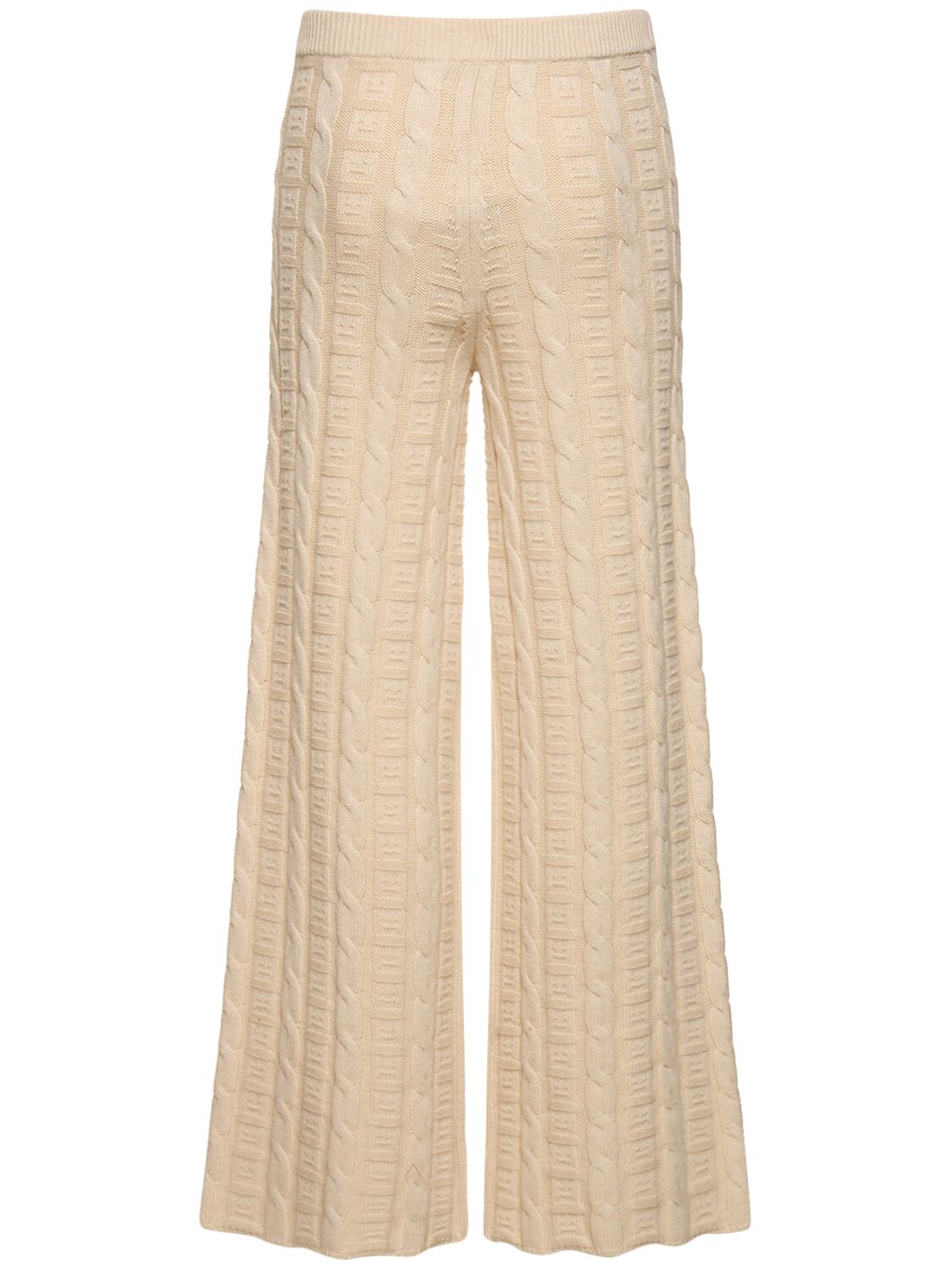 Shop Acne Studios Wool Blend Cable Knit Flared Pants In Beige