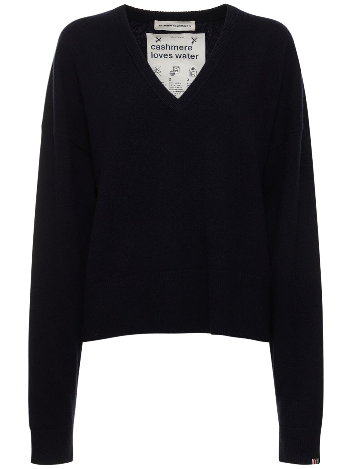 Extreme Cashmere Clash Cashmere Blend V Neck Sweater In Navy