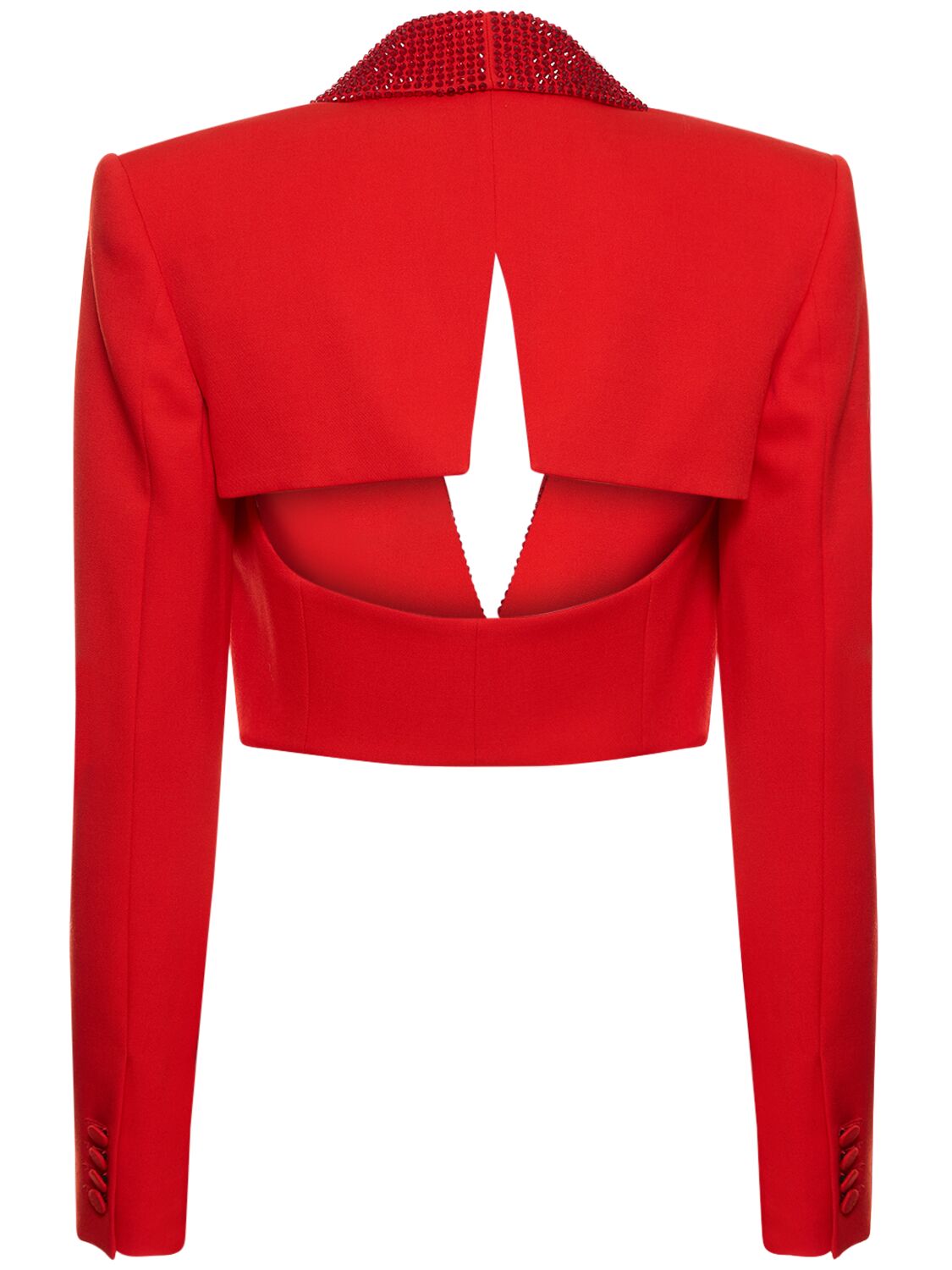 Shop Area Embellished Wool Cropped Blazer In Red