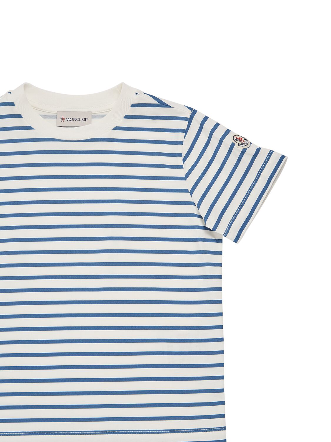 Shop Moncler Striped Cotton T-shirt In Dark Blue