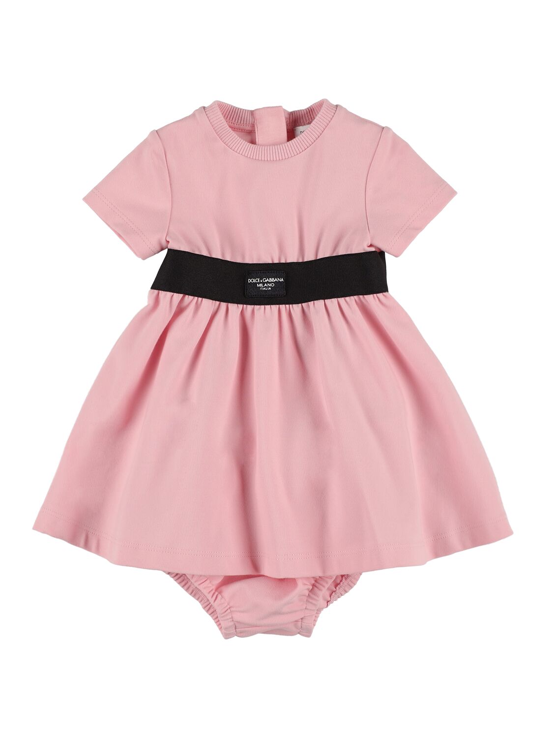 Dolce & Gabbana Babies' Printed Cotton Dress W/ Diaper Cover In Pink