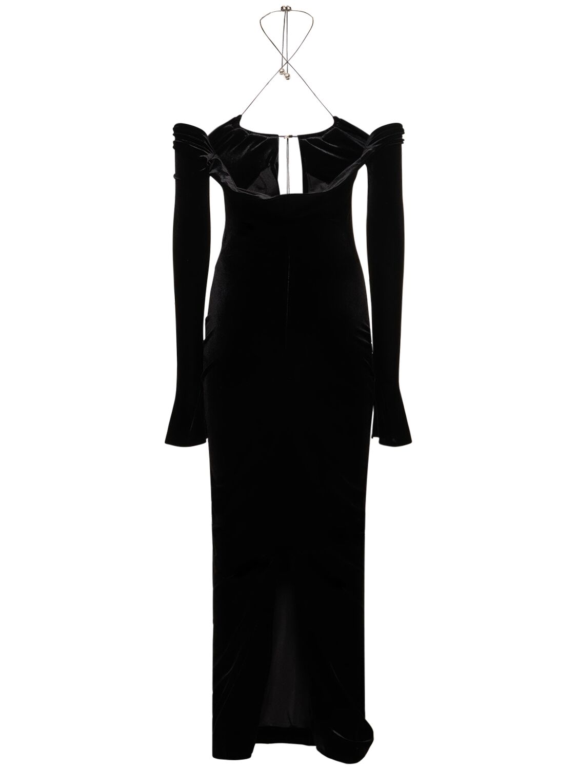 Shop 16arlington Salm Velvet Midi Halter Dress In Black