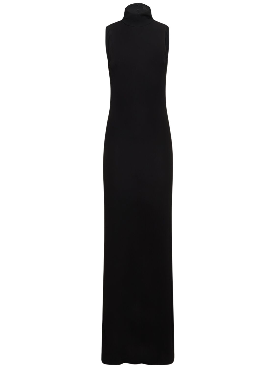 Shop Nili Lotan Reid Viscose Turtleneck Long Dress In Black