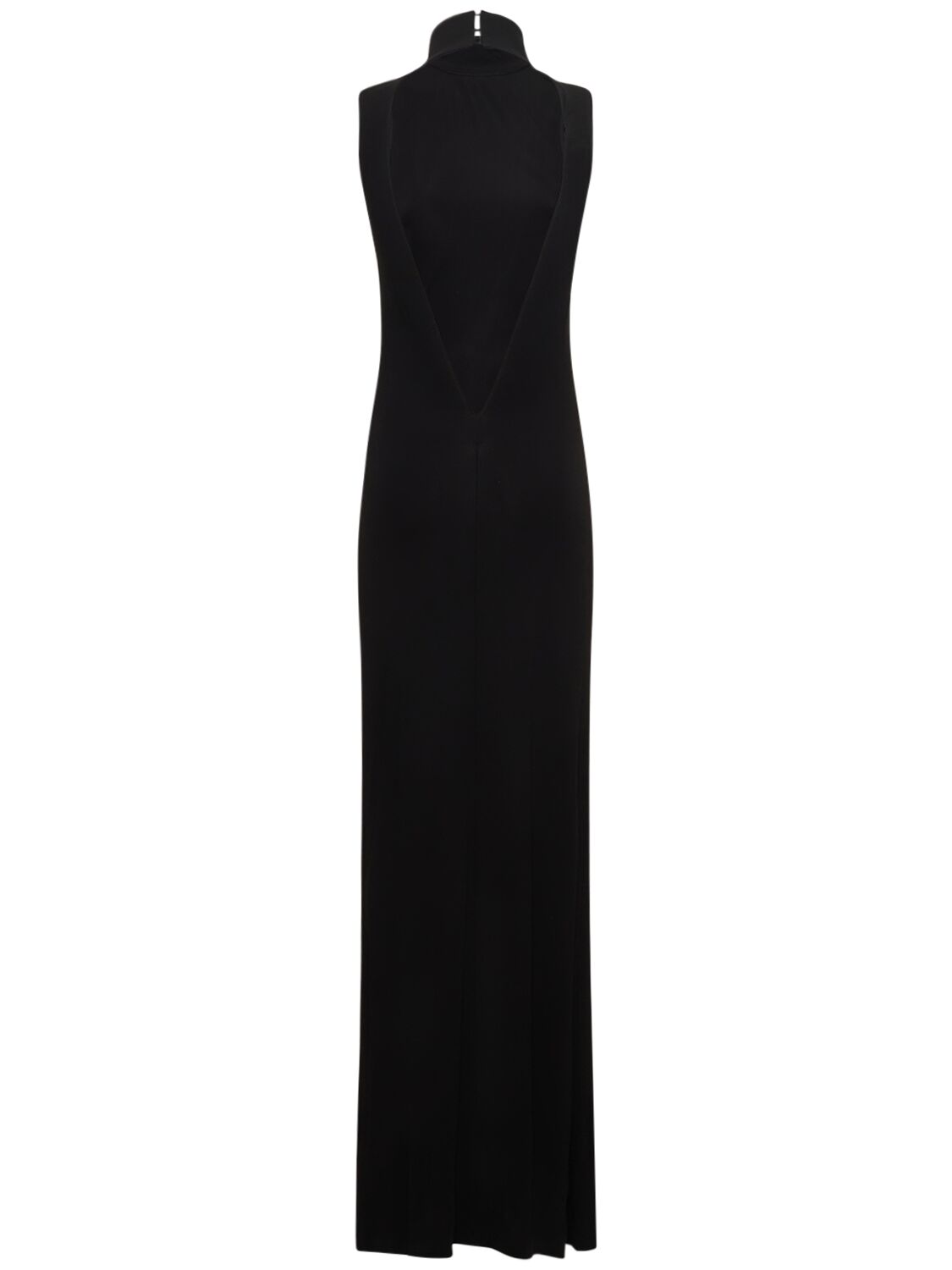 Shop Nili Lotan Reid Viscose Turtleneck Long Dress In Black