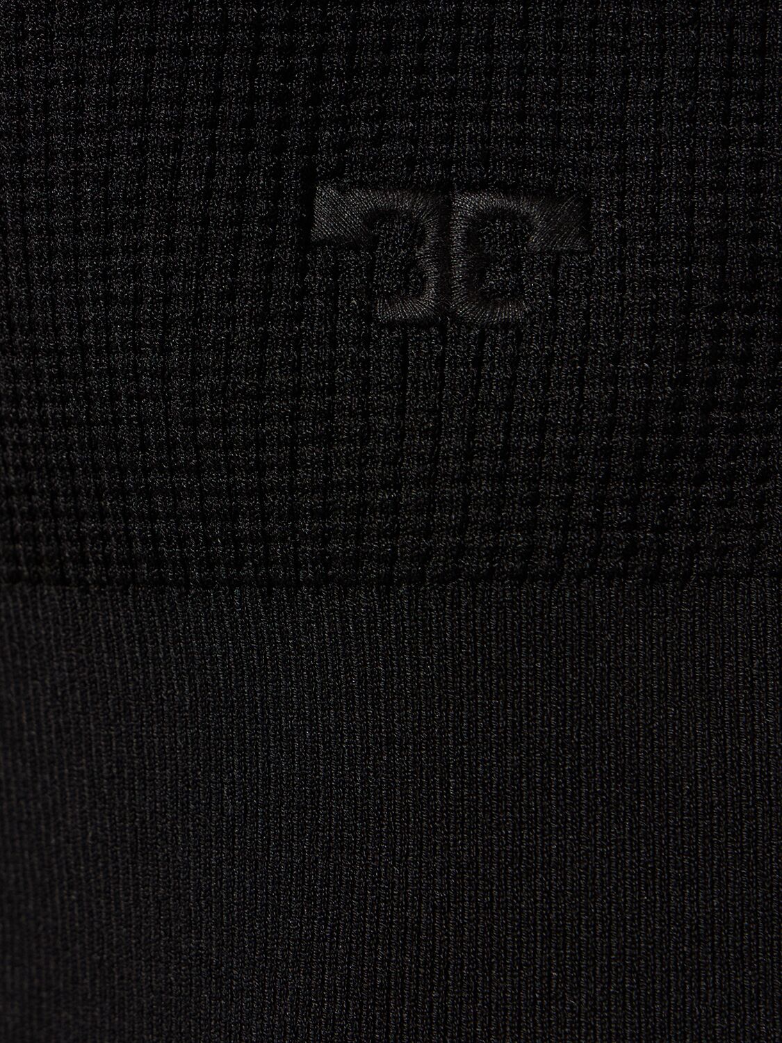 Shop Tory Burch Crewneck Viscose Blend Top W/ Collar In Black