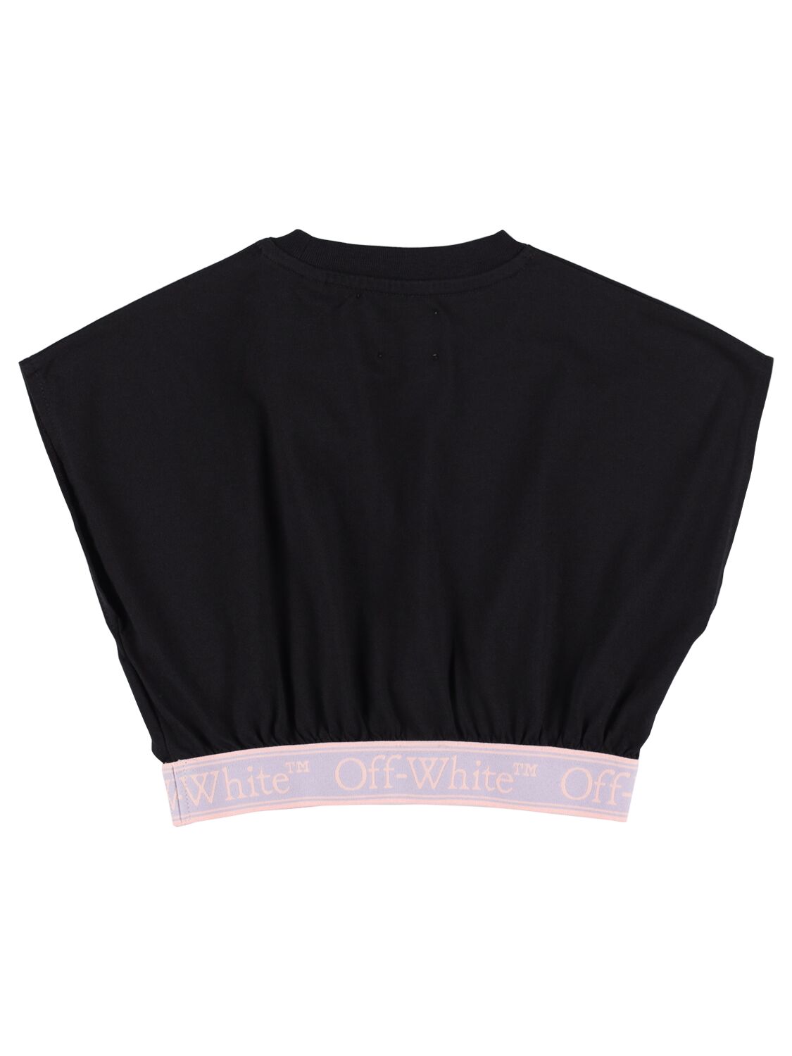 Shop Off-white Bookish Logo Band Cotton Cropped T-shirt In Black,lilla