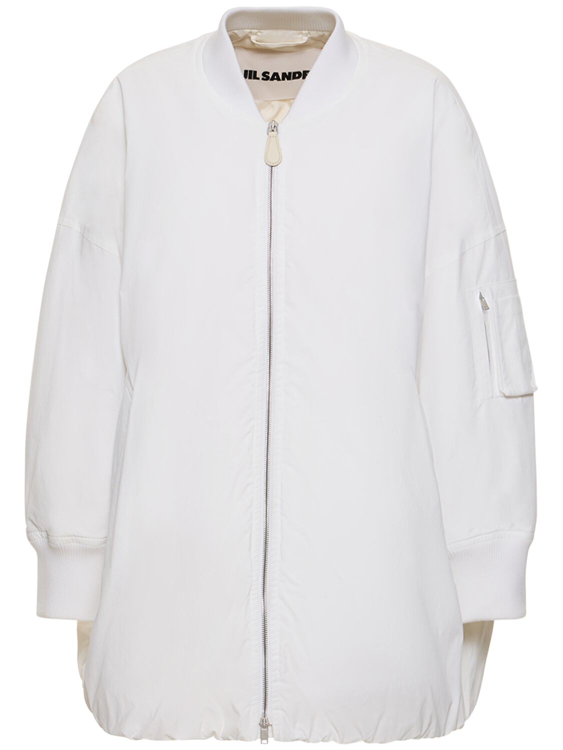 Jil Sander Oversize Cotton Down Bomber Jacket In White
