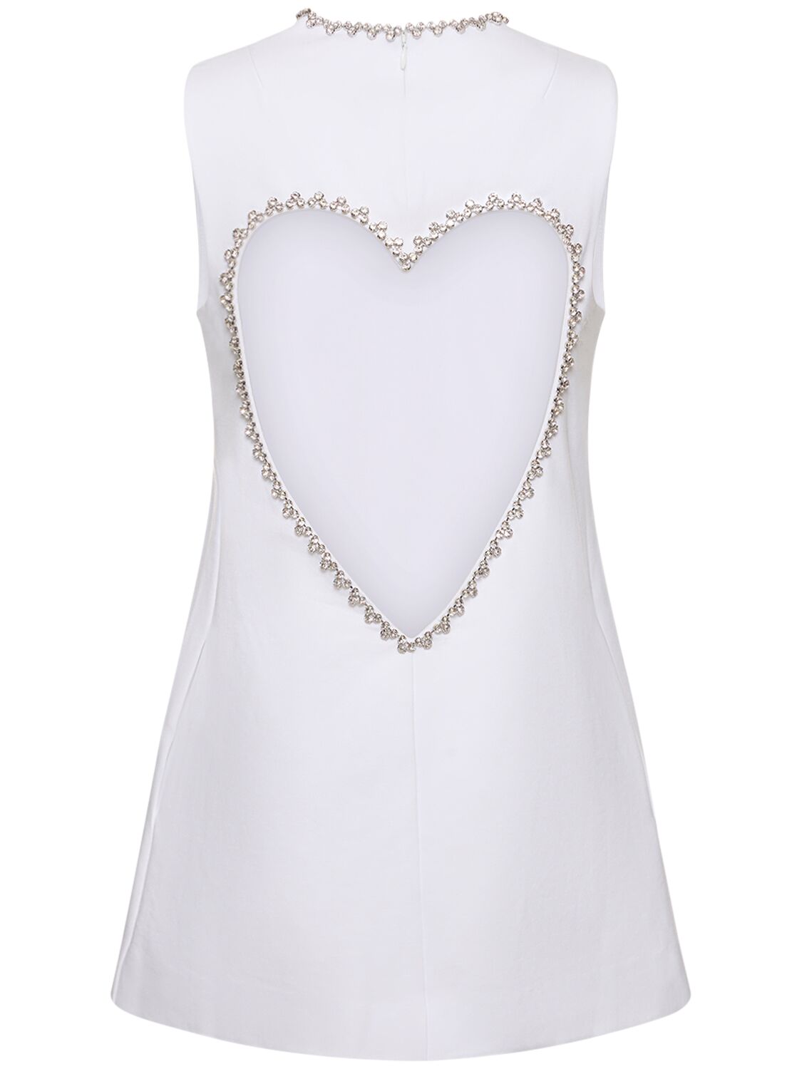 Shop Area Crystal Heart Crepe Mini Dress In White