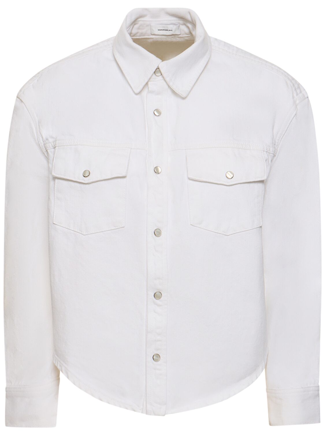 Shop Wardrobe.nyc Cotton Denim Shirt Jacket In White