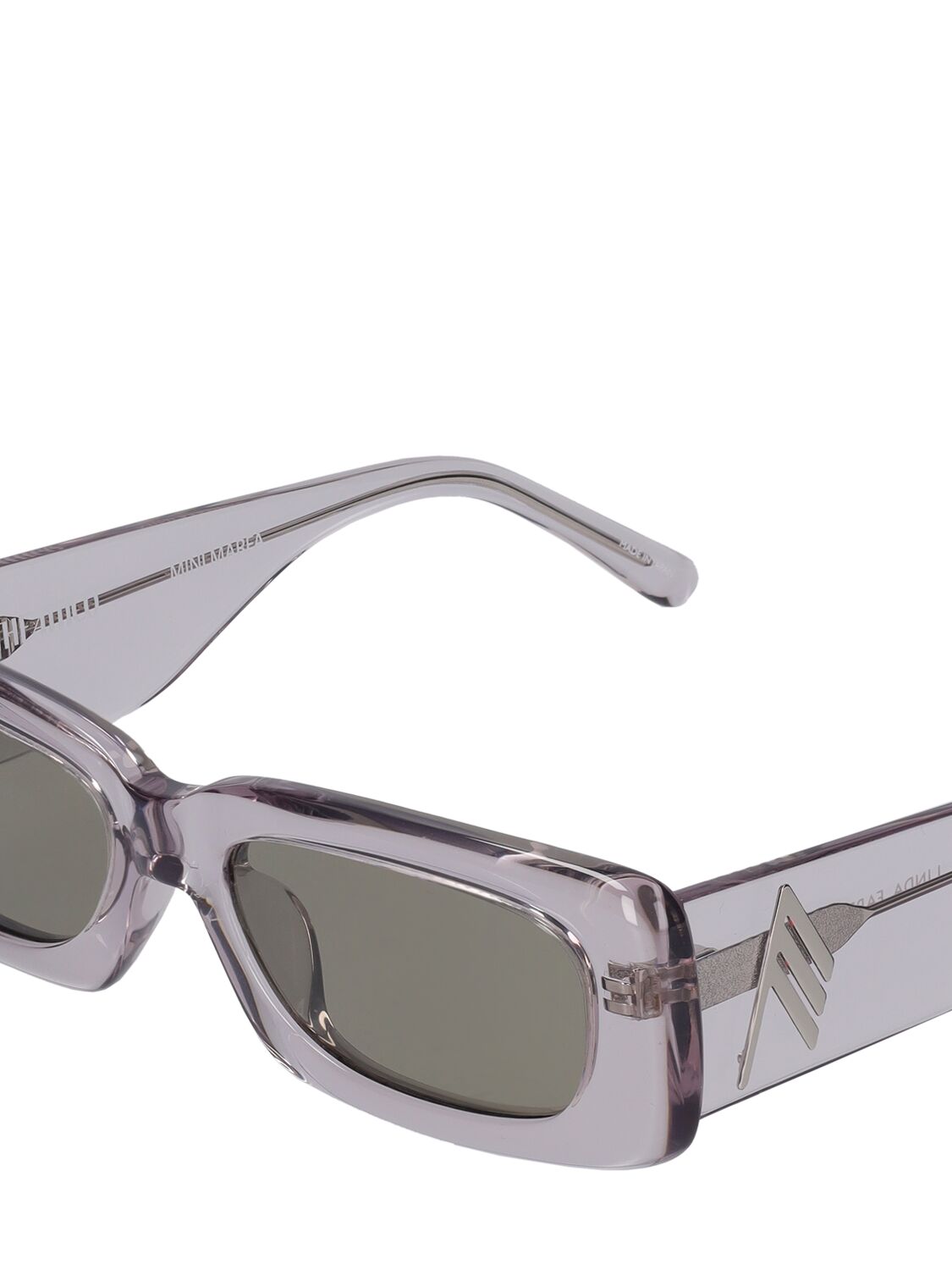 Shop Attico Mini Marfa Squared Acetate Sunglasses In Grey,smoke