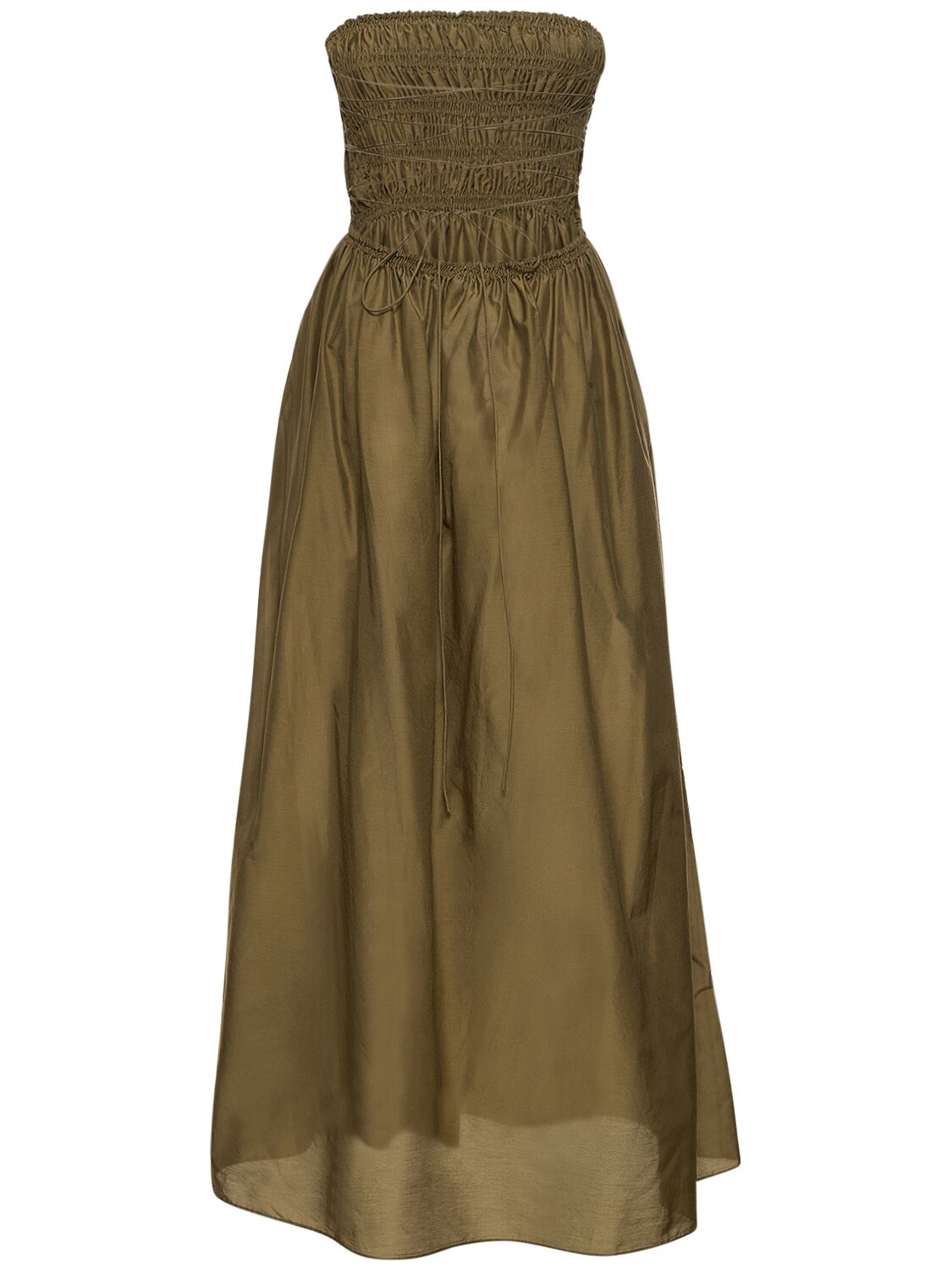 Shop Matteau Cotton & Silk Maxi Dress In Olive Green