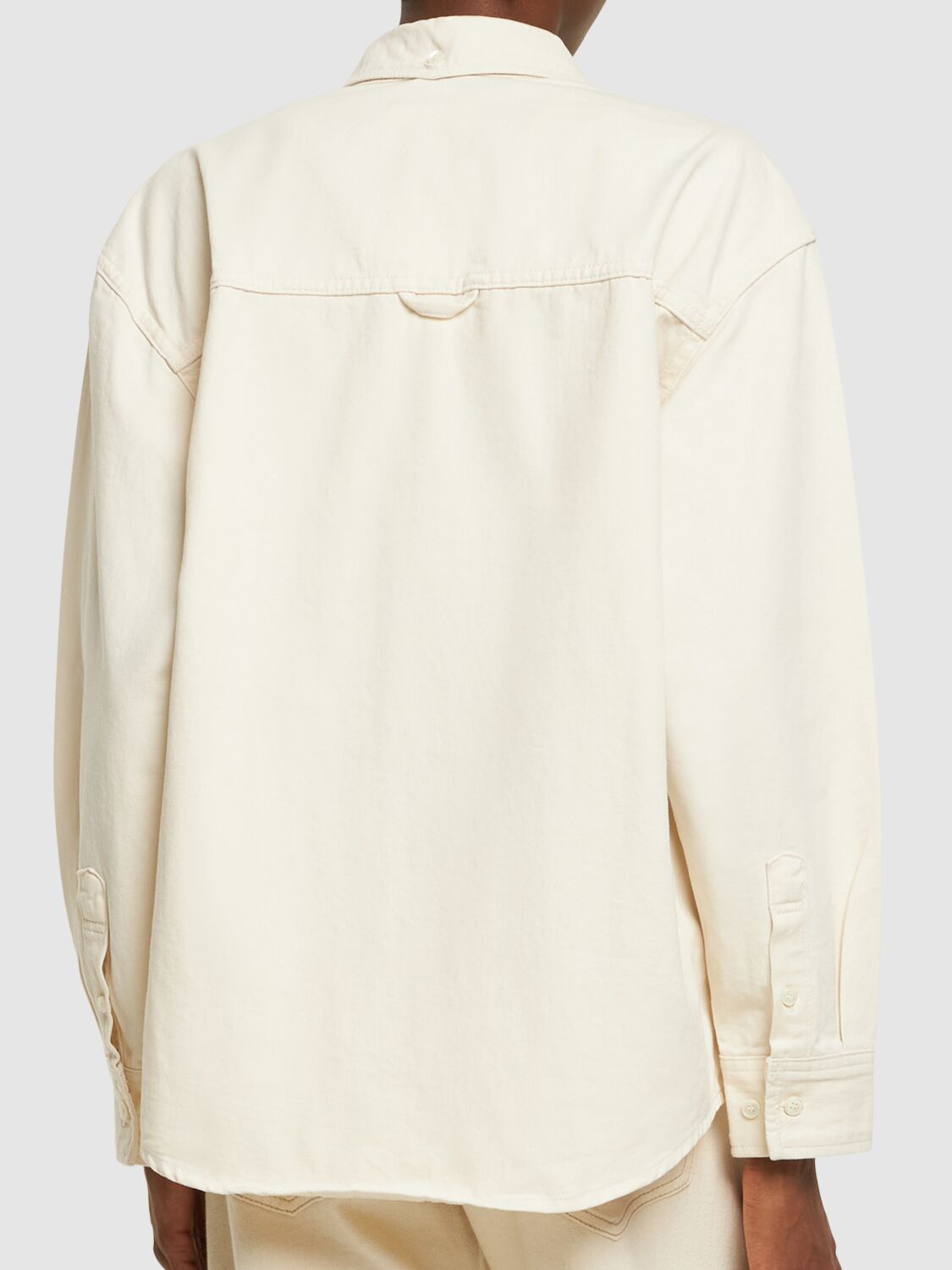 Shop Dunst Classic Cotton Denim Shirt In White