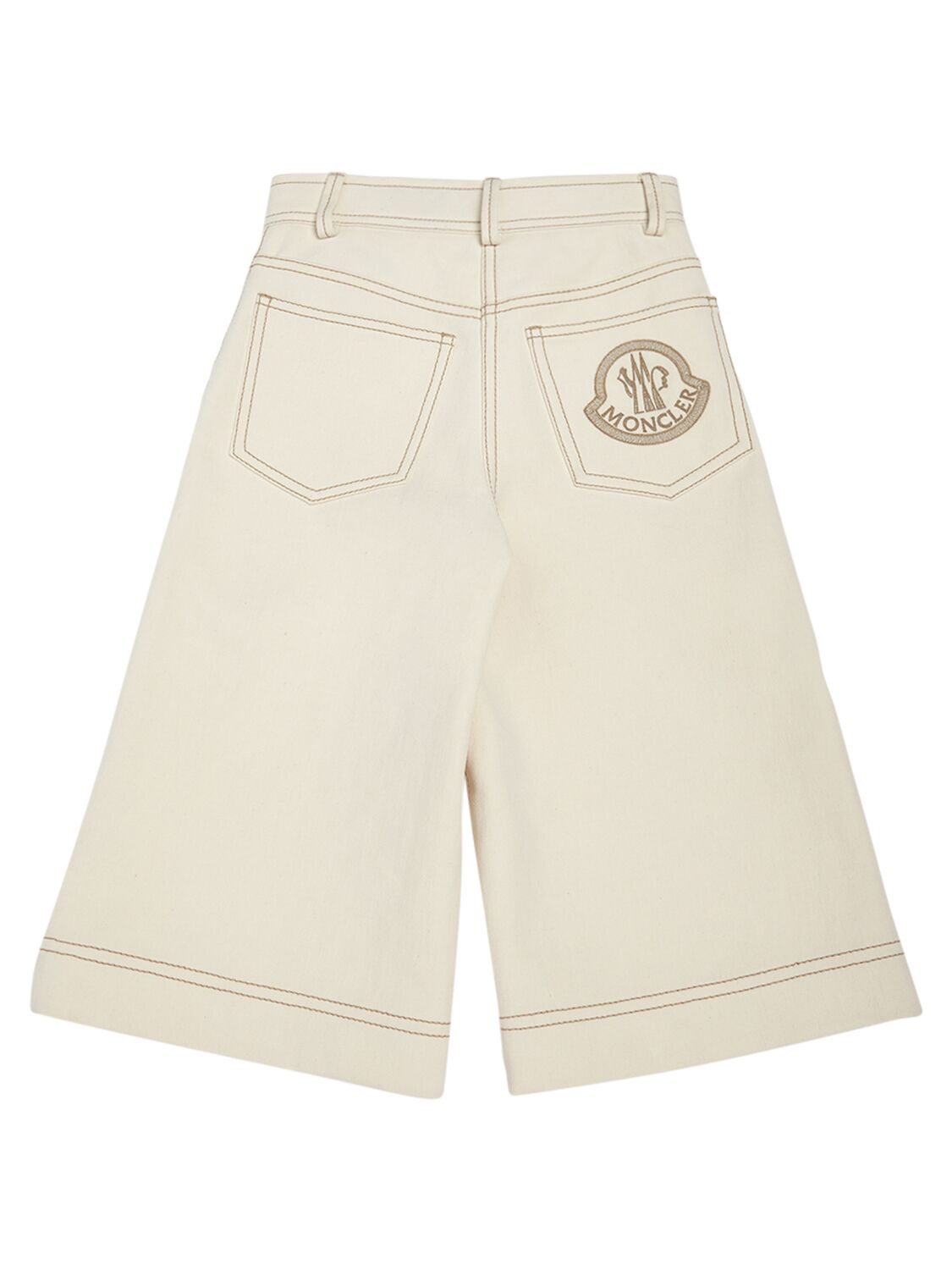 Shop Moncler Double Cotton Twill Pants In White