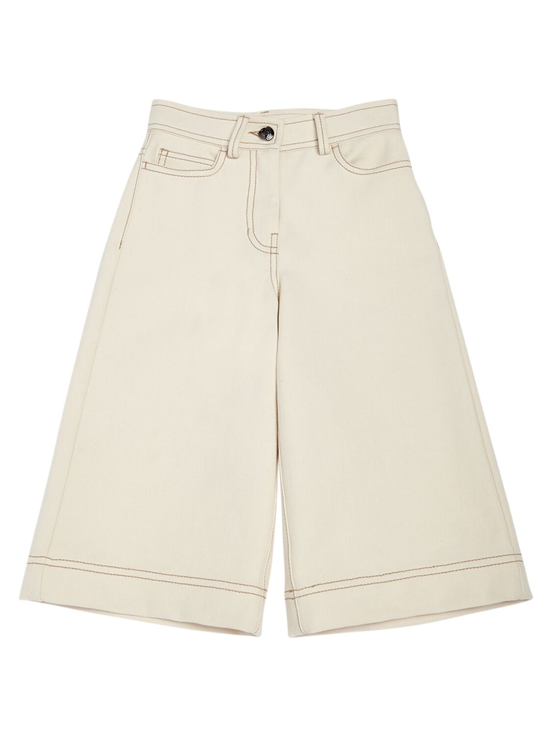 Moncler Kids' Double Cotton Twill Pants In White