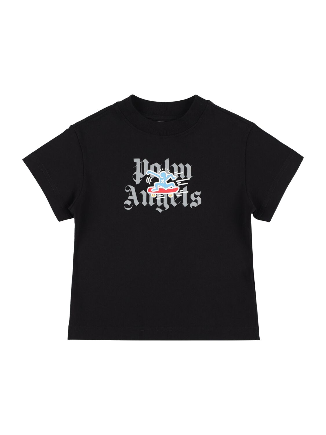 Palm Angels Kids' Pa Skateboard棉质t恤 In Black