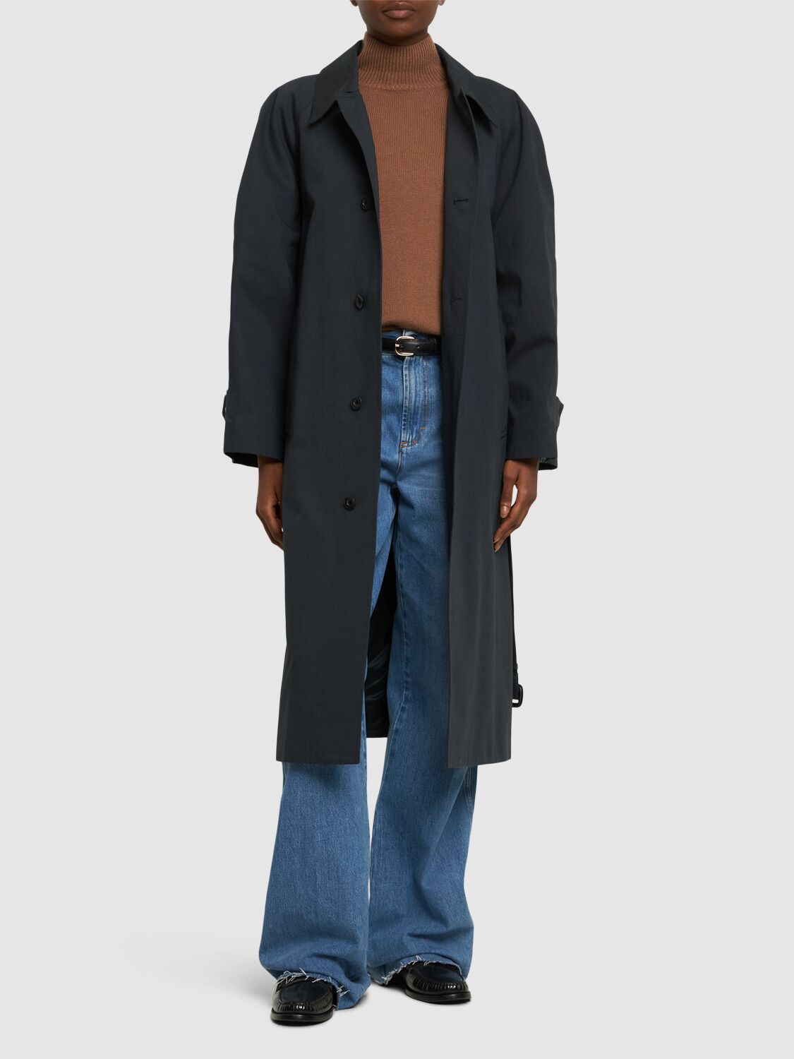 Shop Dunst Volume Mac Cotton Blend Trench Coat In Blue