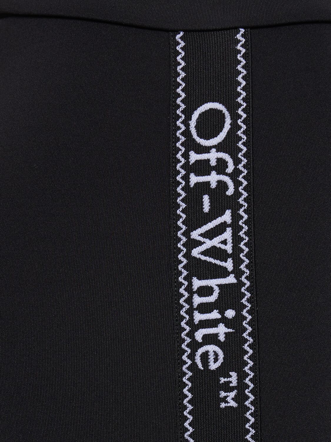 Shop Off-white Logoband Nylon Leggings In Black
