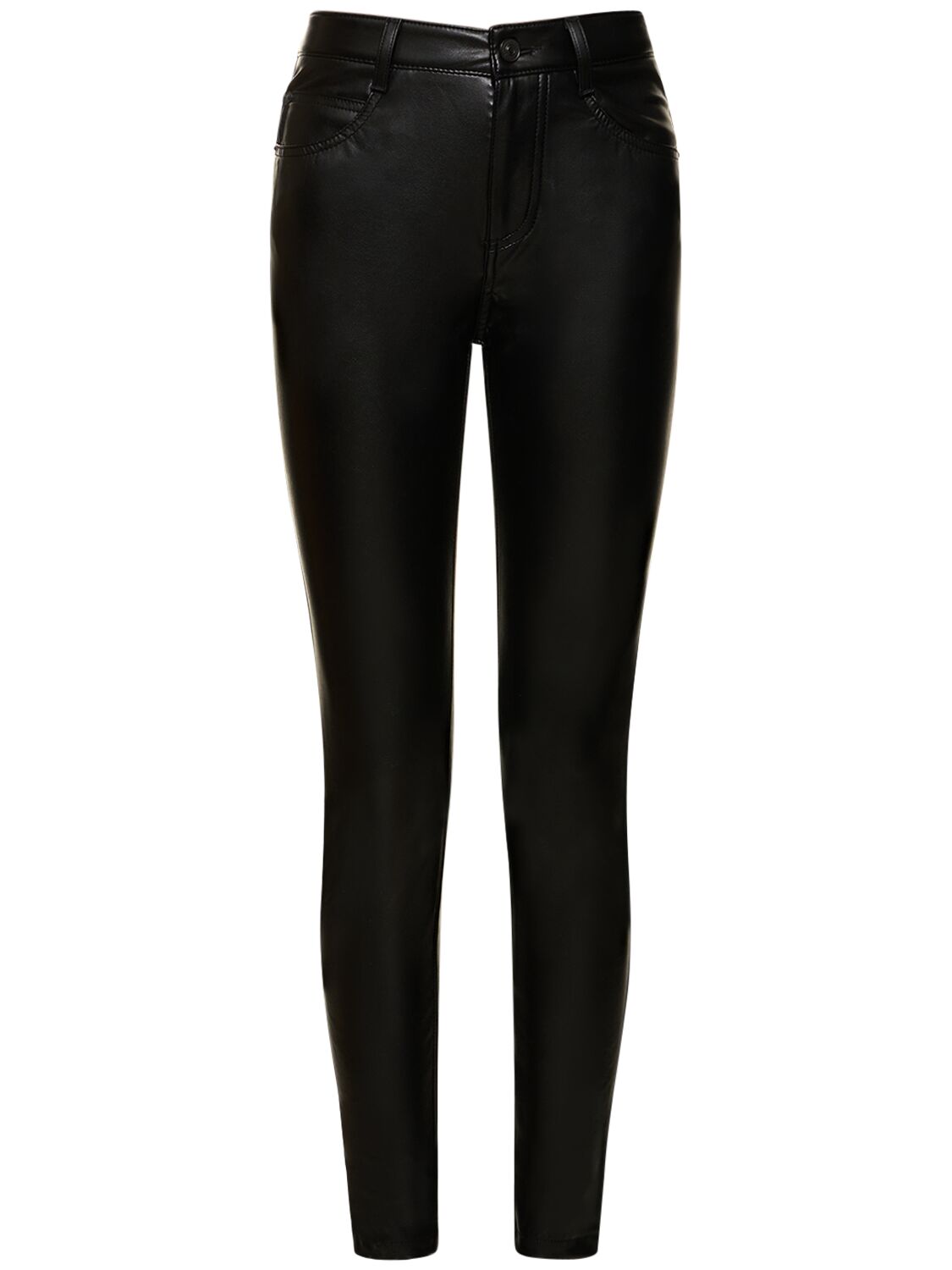 Image of Faux Leather High Rise Straight Pants