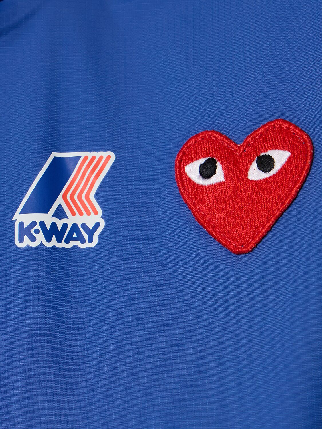 Shop Comme Des Garçons Play K-way Logo Half Zip Nylon Jacket In Blue