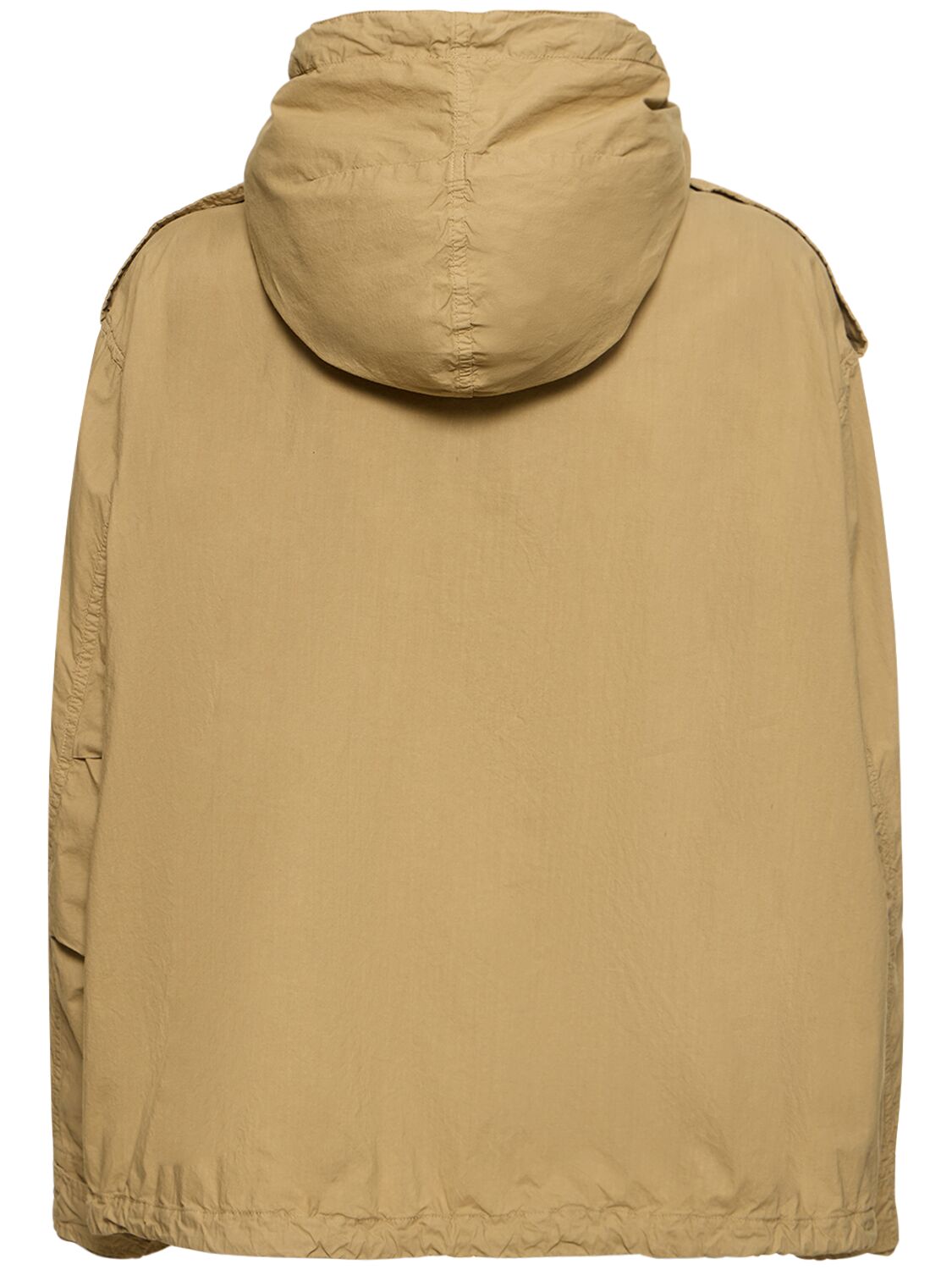 Shop Aspesi Cotton Poplin Jacket W/ Packable Hood In Beige