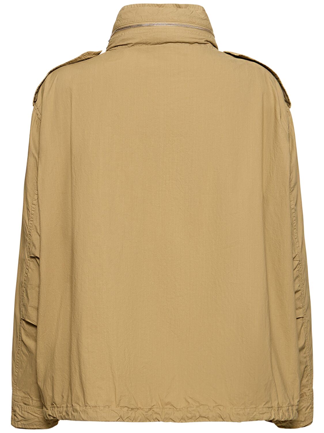 Shop Aspesi Cotton Poplin Jacket W/ Packable Hood In Beige