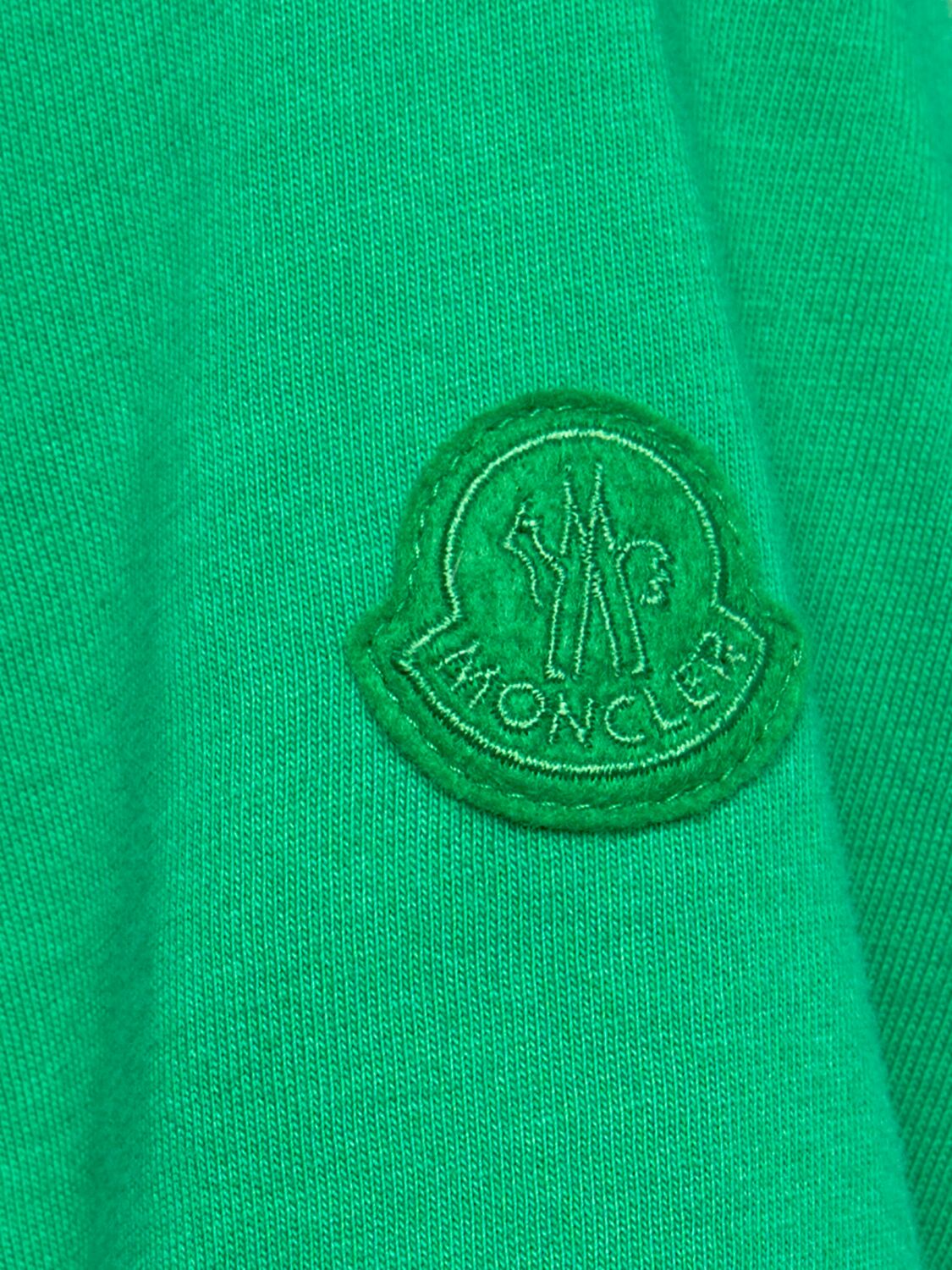 Shop Moncler Logo Cotton T-shirt In Deep Green