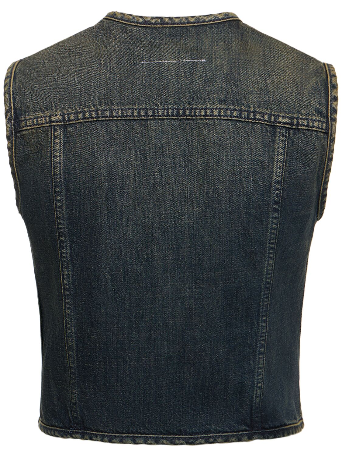 Shop Mm6 Maison Margiela Cotton Denim Vest In Blue