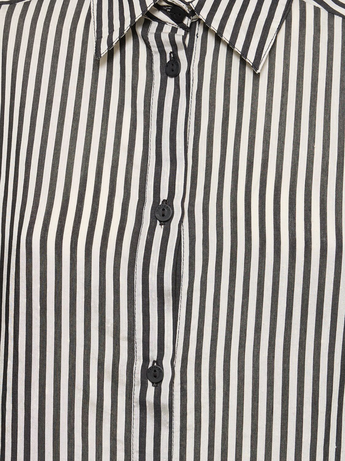 Shop Matteau Striped Silk Blend Classic Shirt In Black,multi