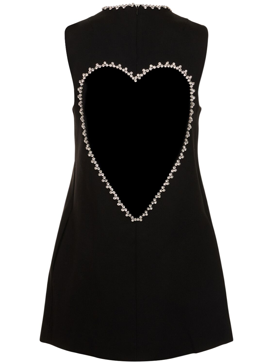 Shop Area Crystal Heart Crepe Mini Dress In Black
