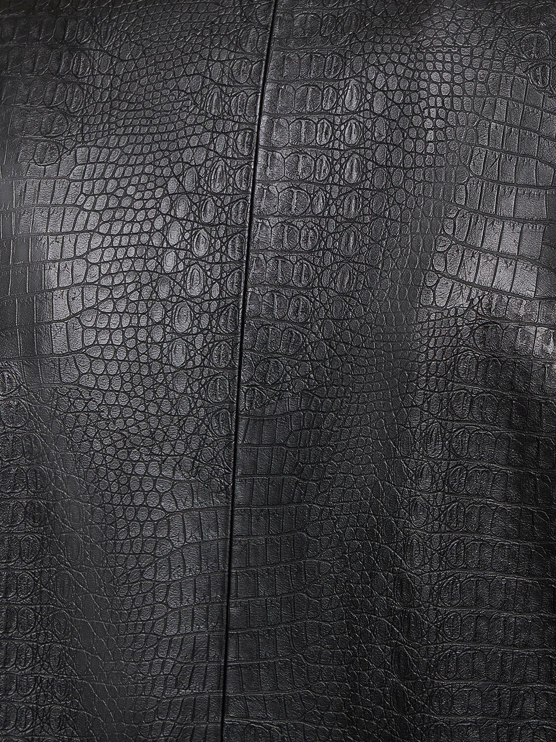 Shop Max Mara Eliot Embossed Faux Leather Mini Dress In Black
