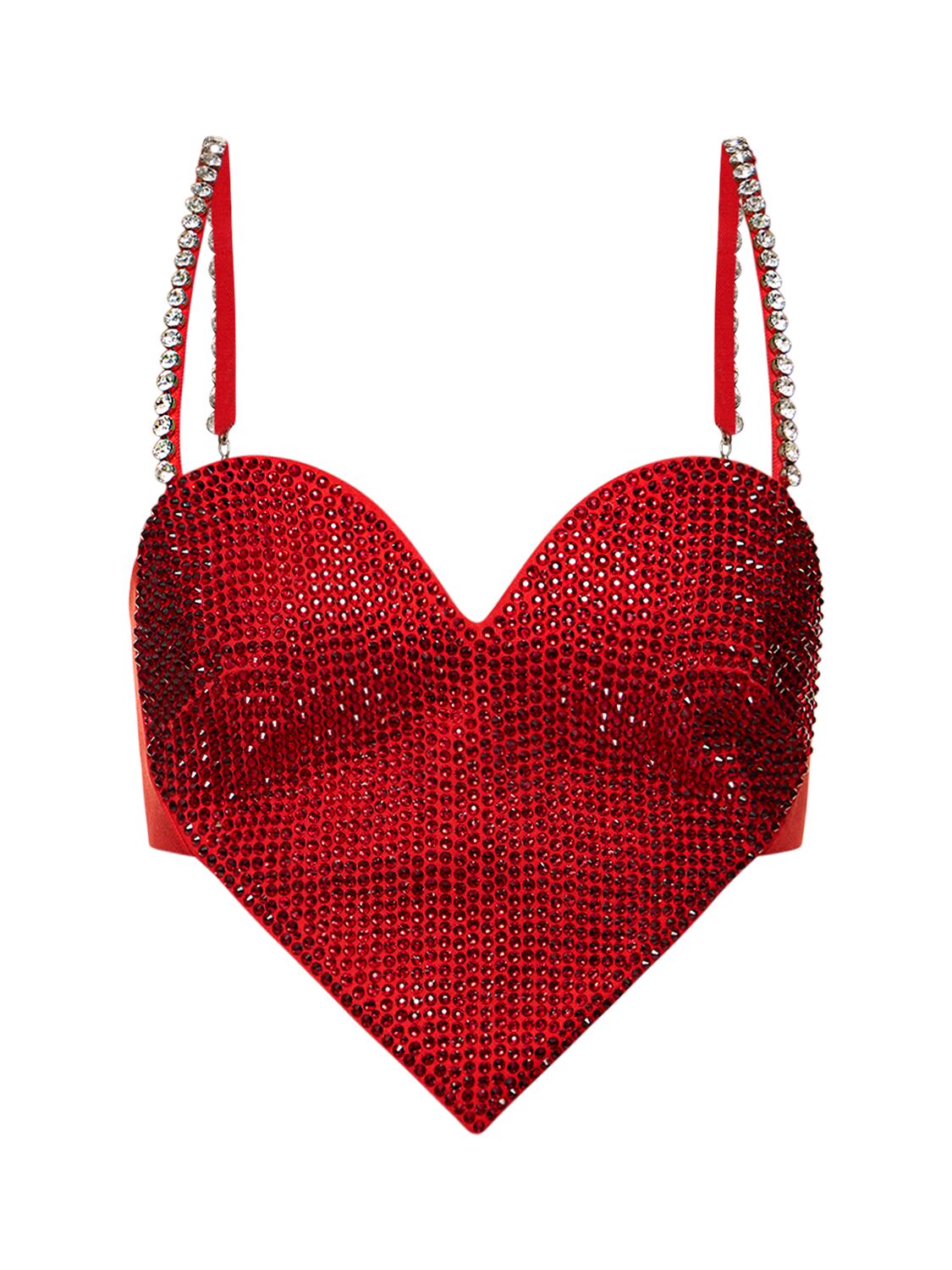 Image of Embellished Heart-shaped Wool Crop Top