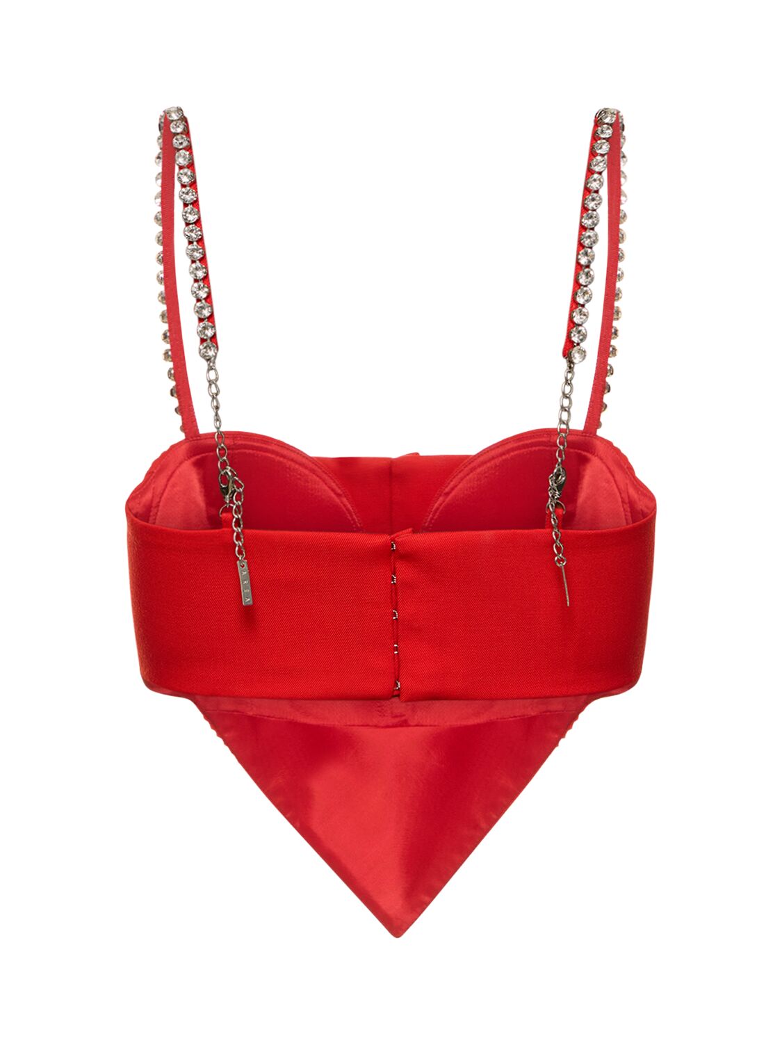 Shop Area Embellished Heart-shaped Wool Crop Top In Red